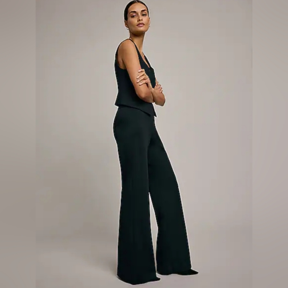 NWT Express Black Knit Bell Flare High Rise Pants